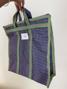 Bode Blue & Green Striped Tote Bag
